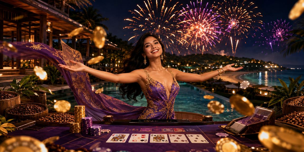 Pemain baccarat menikmati permainan sambil minum kopi di suasana malam yang hangat
