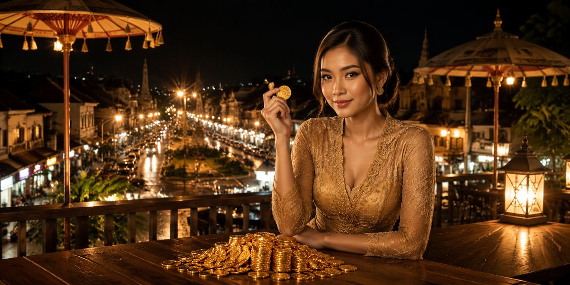 Model muda memegang tiket lotre dengan ekspresi antusias dan penuh harapan